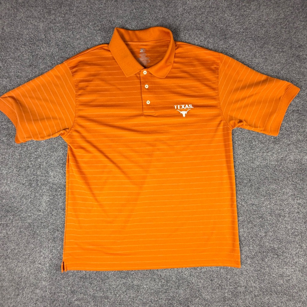 Starter‎ Texas Longhorns Mens Large Burnt Orange Striped Performance Polo Shirt